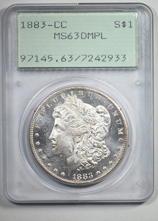 1883-CC Morgan Dollar $1 PCGS Rattler MS63DMPL - Deep Mirror Prooflike