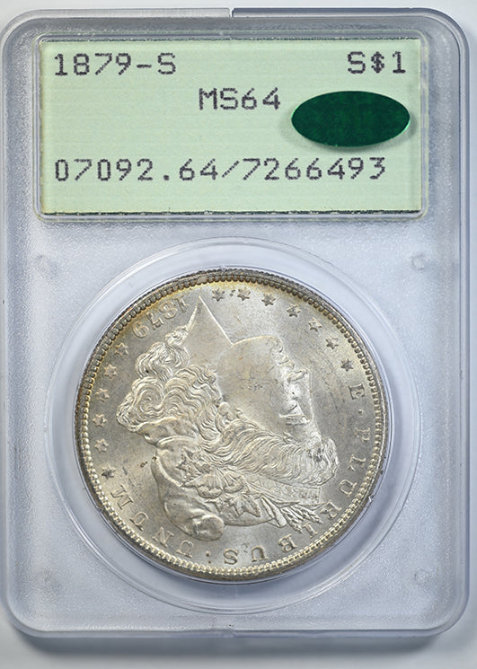 1879-S Morgan Dollar $1 PCGS Rattler MS64 CAC - REVERSE TONED! Obverse Slab