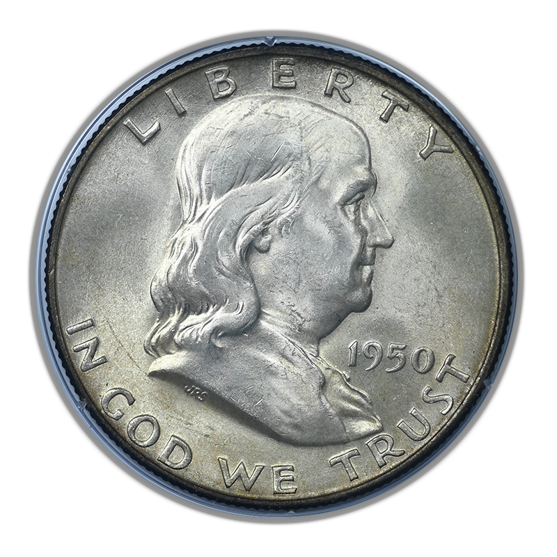 1950-D Franklin Half Dollar 50C PCGS Rattler MS64 CAC