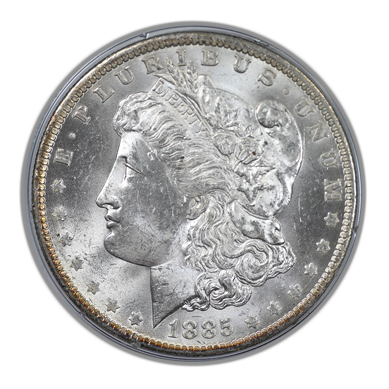1885-O Morgan Dollar $1 PCGS Rattler MS62 CAC