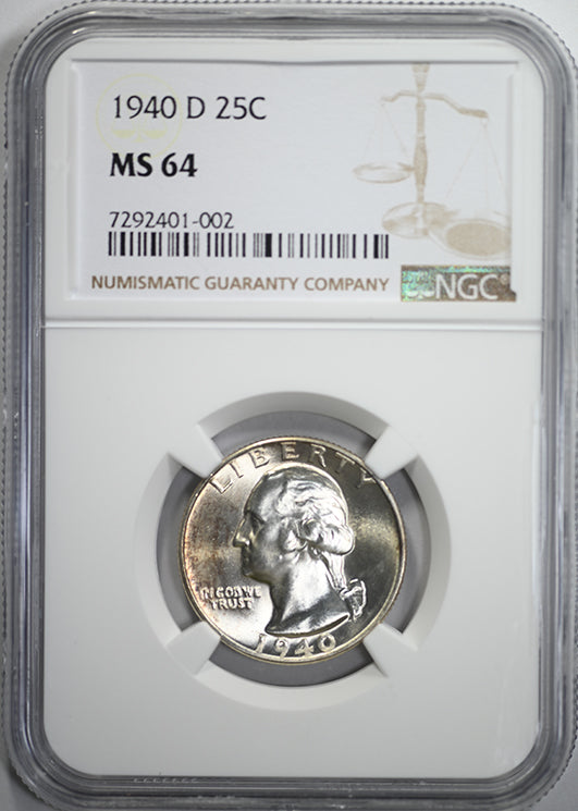 1940-D Washington Quarter 25C NGC MS64