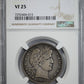 1910-S Barber Half Dollar 50C NGC VF25 Obverse Slab