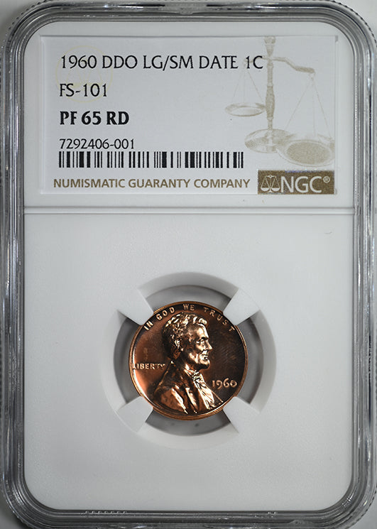 1960 Double Die Obverse Proof Lincoln Memorial Cent 1C NGC PF65RD FS-101 DDO LG/SM Date