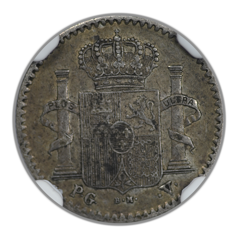 1896 PGV Puerto Rico 5C Centavos NGC AU53