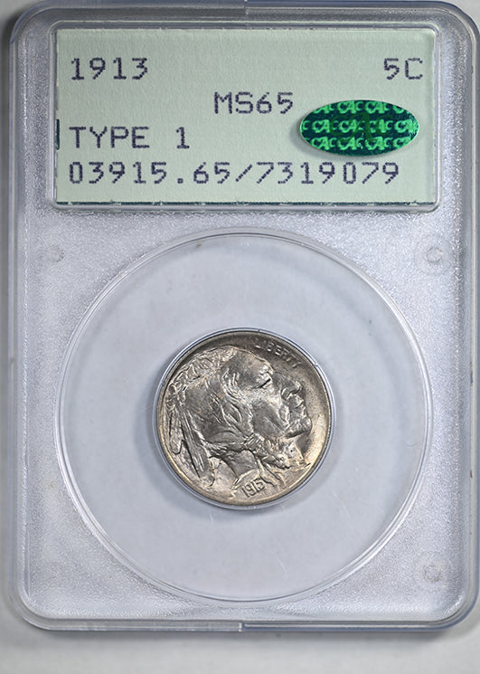1913 Type 1 Buffalo Nickel 5C PCGS Rattler MS65 CAC