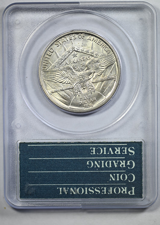1936-D Arkansas Classic Commemorative Half Dollar 50C PCGS Rattler MS63 CAC