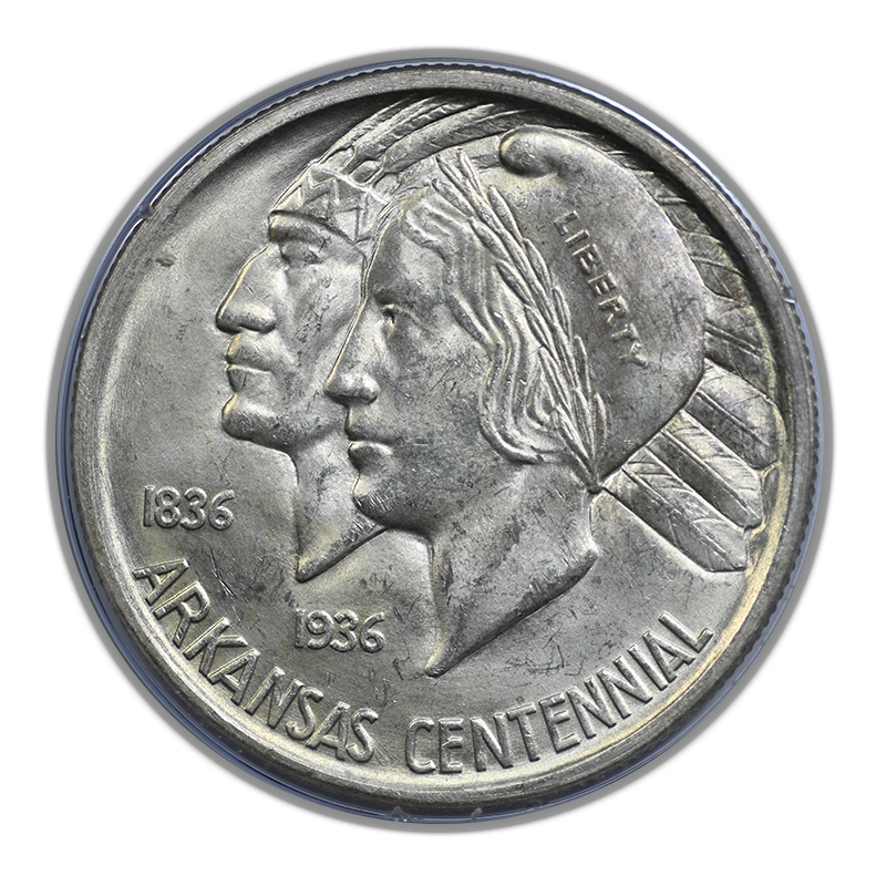 1936-D Arkansas Classic Commemorative Half Dollar 50C PCGS Rattler MS63 CAC