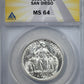 1935-S San Diego Classic Commemorative Half Dollar 50C ANACS MS64