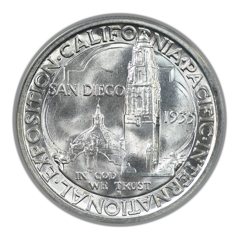 1935-S San Diego Classic Commemorative Half Dollar 50C ANACS MS64