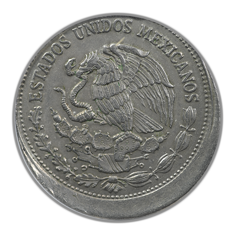 1986-Mo Mexico 500P Pesos ANACS AU50 Mint Error Broadstruck