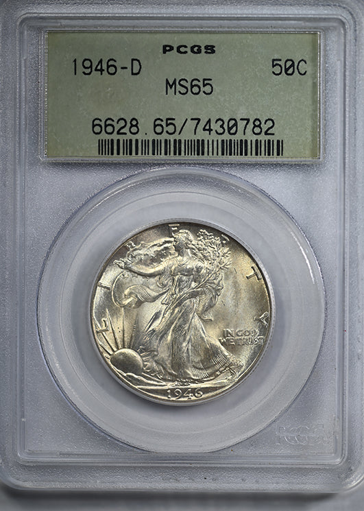 1946-D Walking Liberty Half Dollar 50C PCGS MS65 OGH