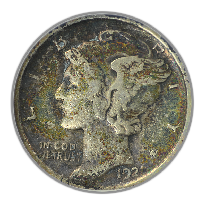 1921 Mercury Dime 10C ANACS Soapbox VF20 - TONED!