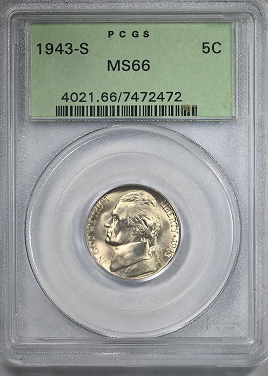 1943-S Jefferson War Nickel 5C PCGS MS66 OGH
