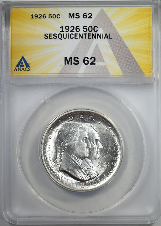 1926 American Sesquicentennial Classic Commemorative Half Dollar 50C ANACS MS62