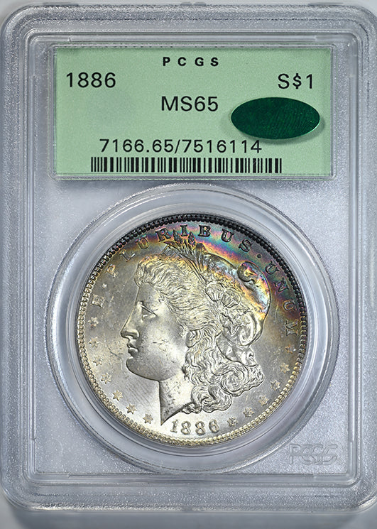 1886 Morgan Dollar $1 PCGS MS65 CAC OGH - TONED! Obverse Slab