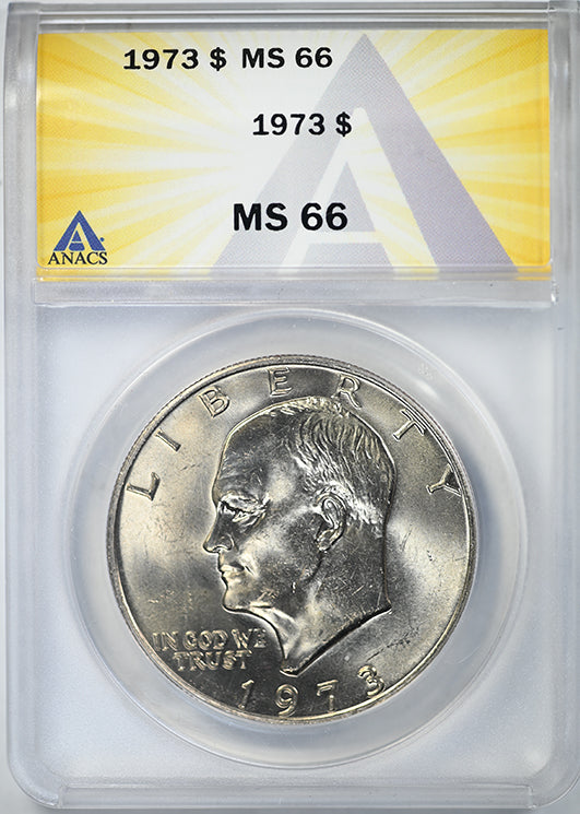 1973 Clad Eisenhower Ike Dollar $1 ANACS MS66
