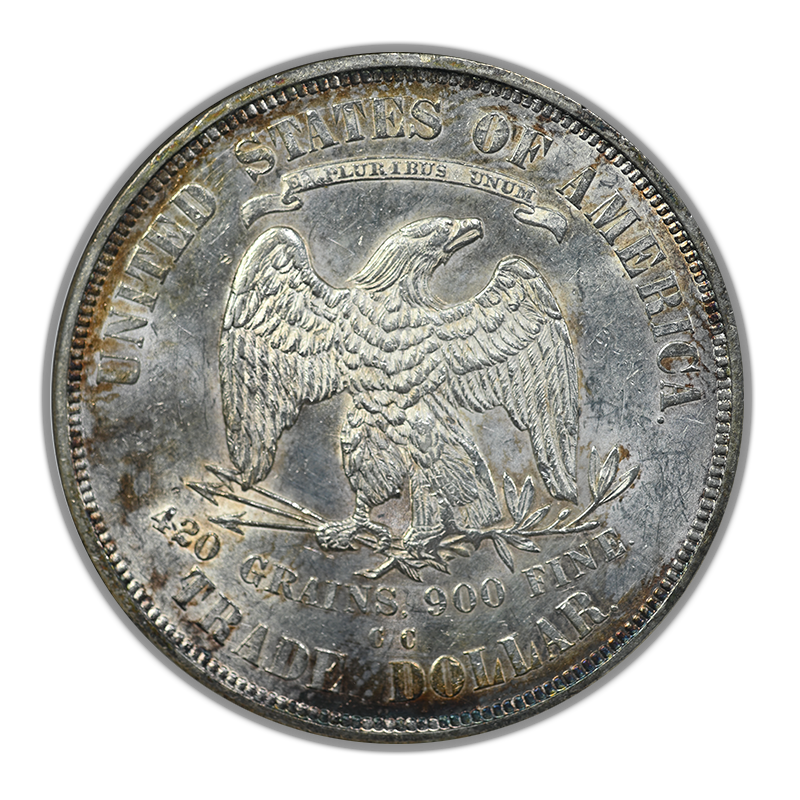 1875-CC Trade Dollar T$1 ANACS Soapbox MS60 Reverse