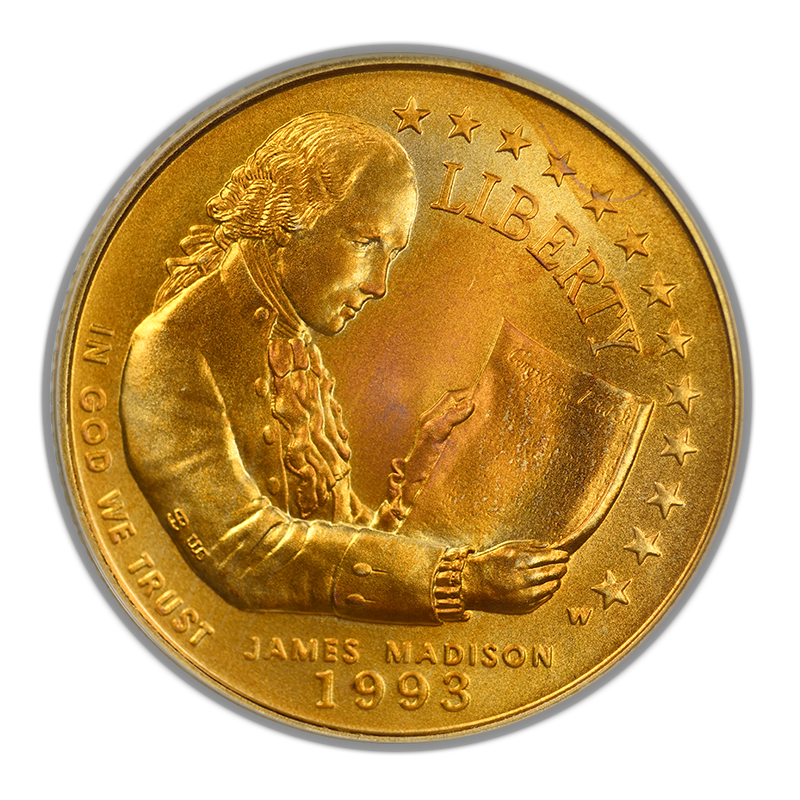 1993-W James Madison Commemorative Gold $5 PCGS MS69 OGH
