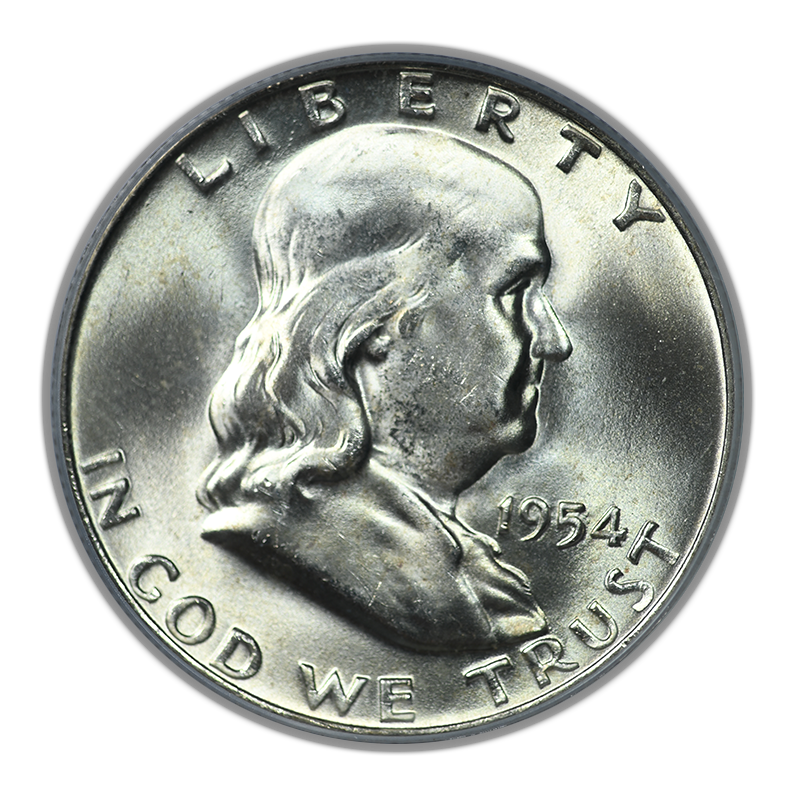 1954-D Franklin Half Dollar 50C PCGS MS64FBL OGH - Full Bell Lines