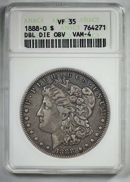 1888-O Doubled Die Obverse Morgan Dollar $1 ANACS Soapbox VF35 DDO VAM-4