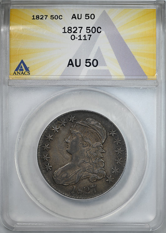 1827 Capped Bust Half Dollar 50C ANACS AU50 O-117
