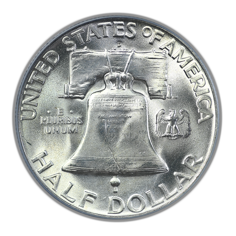 1950-D Franklin Half Dollar 50C PCGS MS64FBL OGH - Full Bell Lines