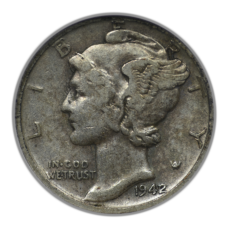1942/1 Mercury Dime 10C ANACS Soapbox VF30