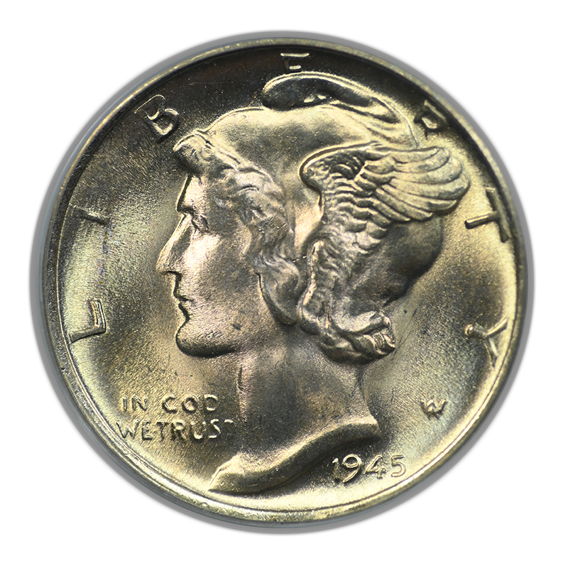 1945-S Mercury Dime 10C PCGS MS67 CAC - Micro S