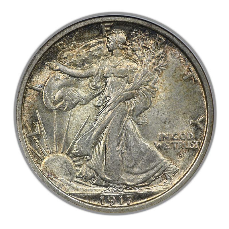 1917-D Obverse Walking Liberty Half Dollar 50C ANACS Soapbox MS63