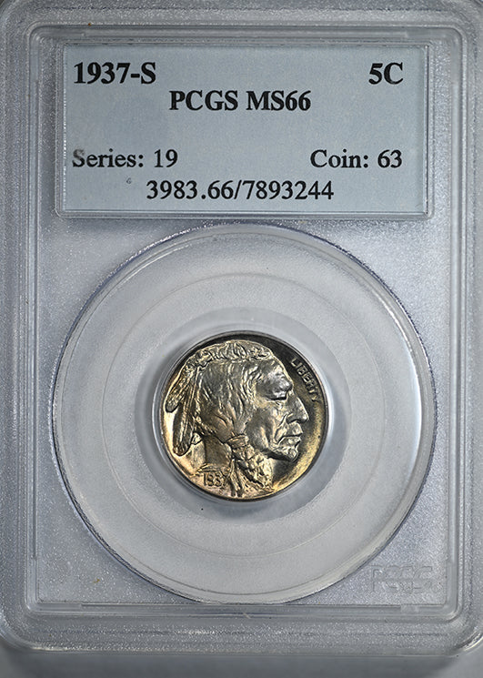 1937-S Buffalo Nickel 5C PCGS MS66