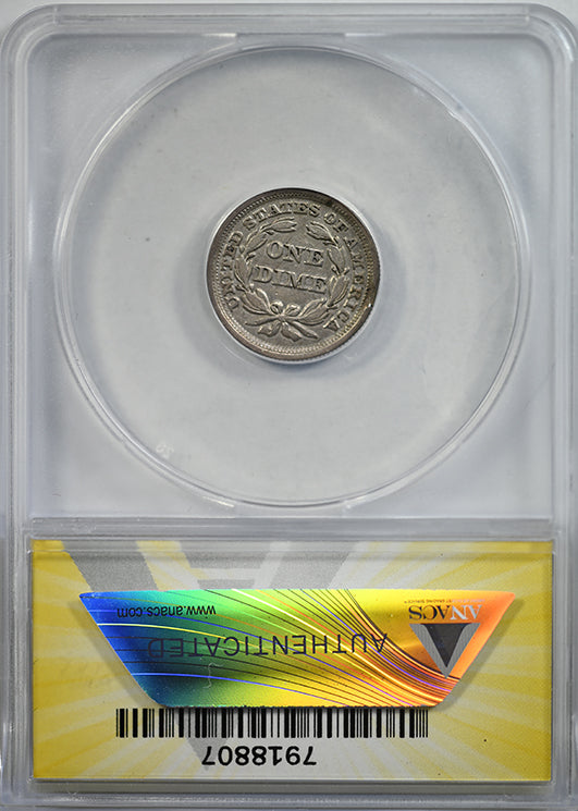 1855 Liberty Seated Dime 10C ANACS VF35 - Rim Clip Error