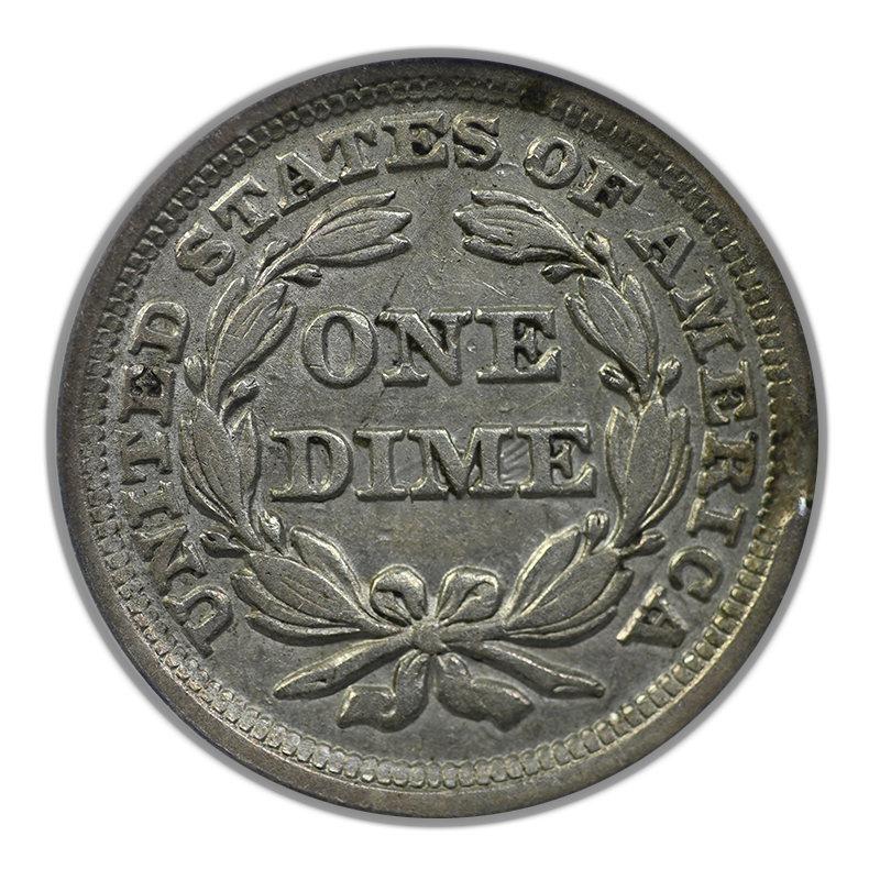 1855 Liberty Seated Dime 10C ANACS VF35 - Rim Clip Error