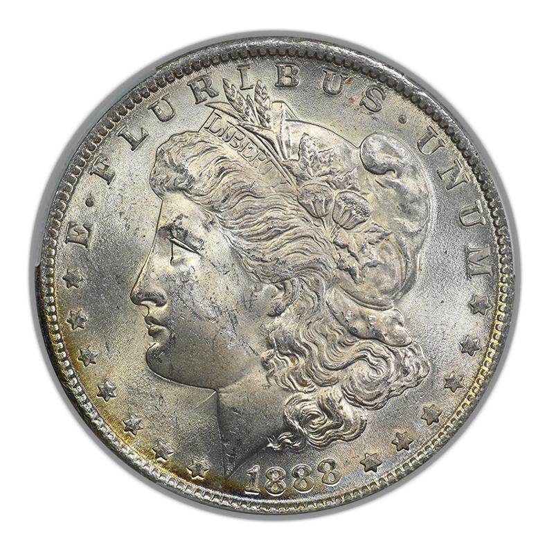 1888 Morgan Dollar $1 CAC MS62 - TAB TONED! Obverse