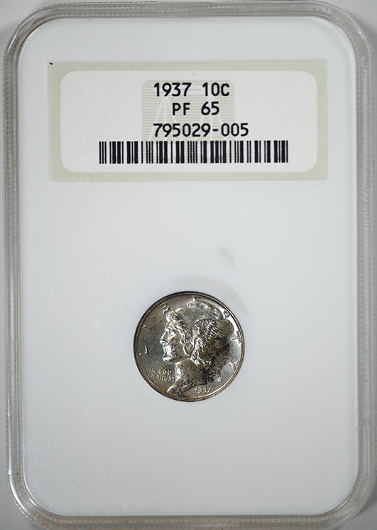 1937 Proof Mercury Dime 10C NGC Fatty PF65