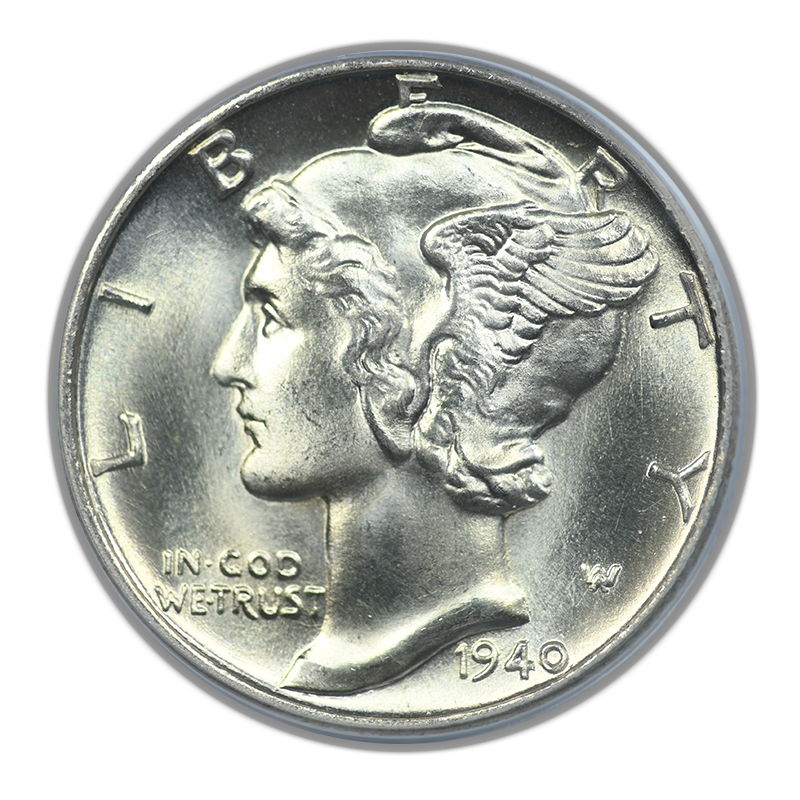 1940-D Mercury Dime 10C PCGS MS67FB - Full Bands