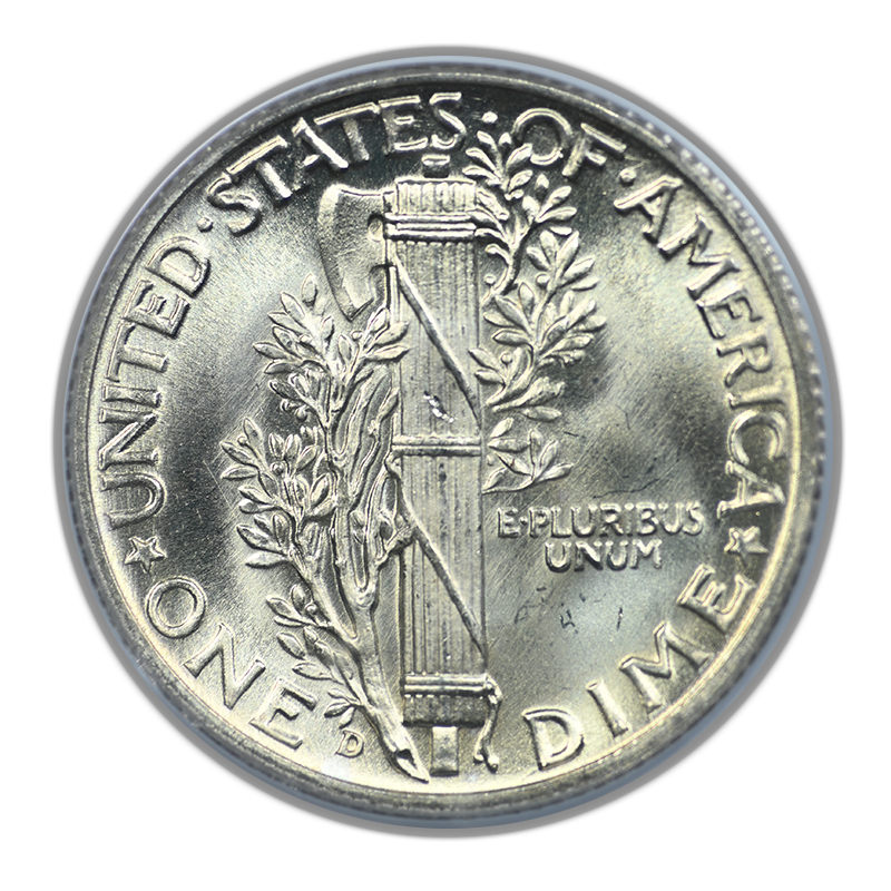 1940-D Mercury Dime 10C PCGS MS67FB - Full Bands