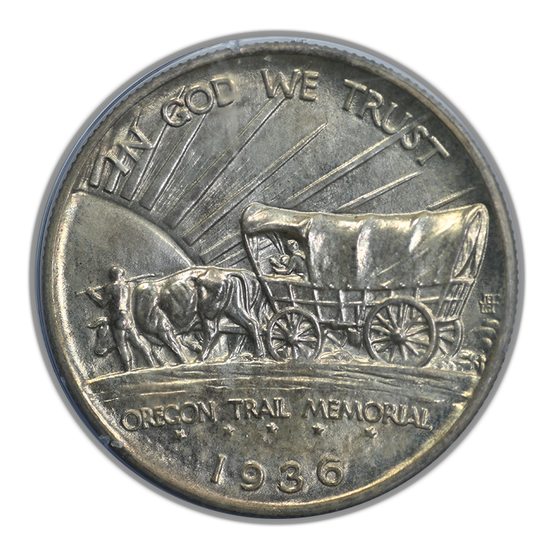 1936 Oregon Trail Classic Commemorative Half Dollar 50C PCGS Rattler MS63