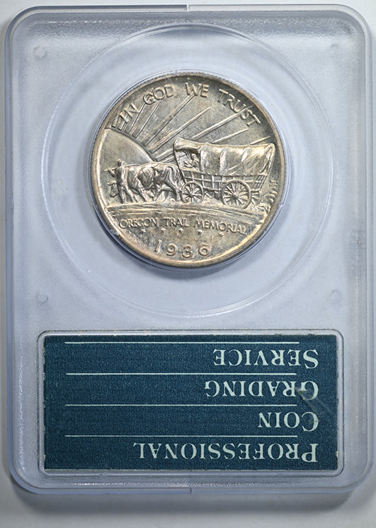 1936 Oregon Trail Classic Commemorative Half Dollar 50C PCGS Rattler MS63