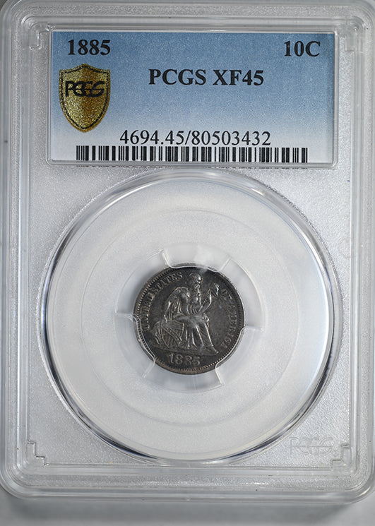 1885 Liberty Seated Dime 10C PCGS XF45