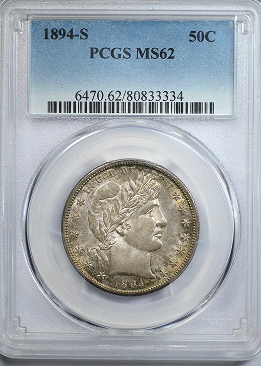 1894-S Barber Half Dollar 50C PCGS MS62 Obverse Slab