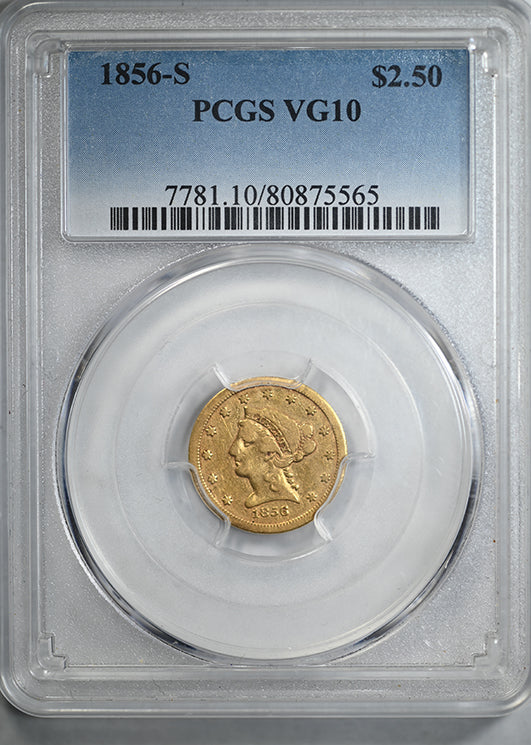 1856-S Liberty Head Gold Quarter Eagle $2.50 PCGS VG10