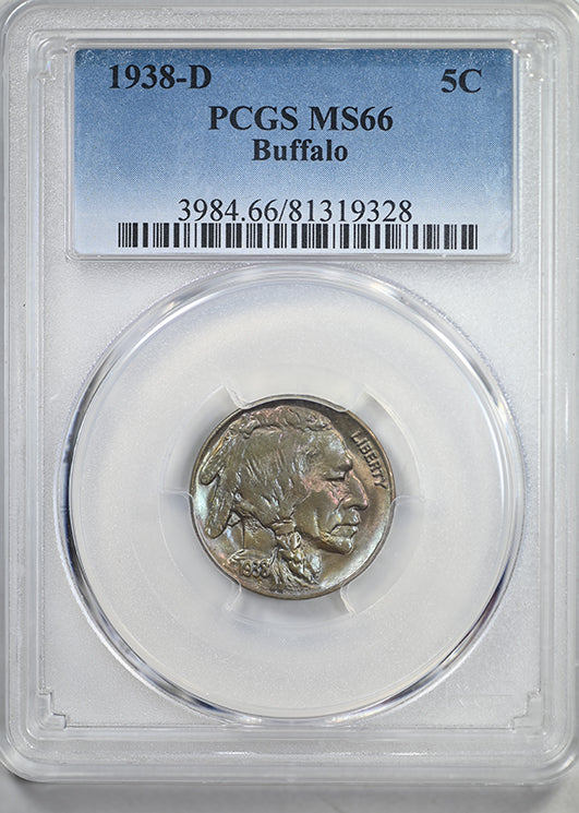 1938-D Buffalo Nickel 5C PCGS MS66 - TONED!