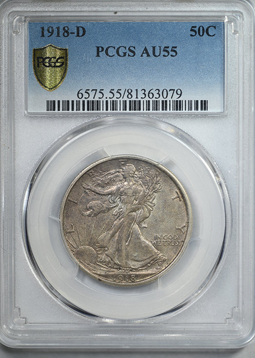 1918-D Walking Liberty Half Dollar 50C PCGS AU55
