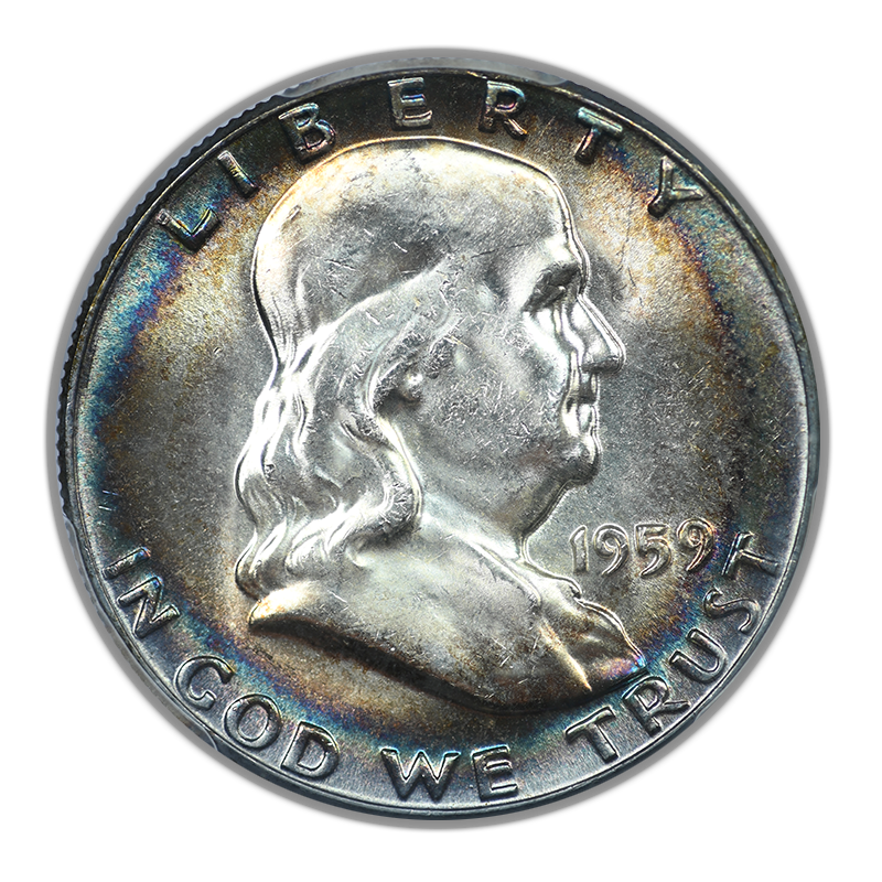 1959 Franklin Half Dollar 50C PCGS MS64 - TONED!