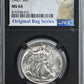 1943 Walking Liberty Half Dollar 50C NGC MS64 with Original Bag Fragment