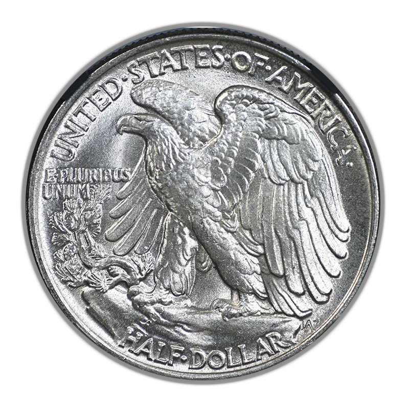 1943 Walking Liberty Half Dollar 50C NGC MS64 with Original Bag Fragment