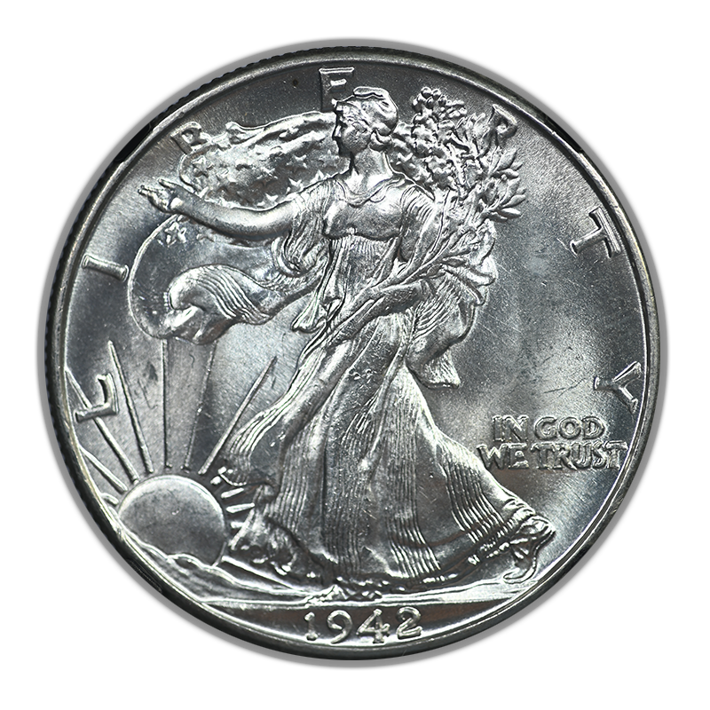 1942 Walking Liberty Half Dollar 50C NGC MS64 with Original Bag Fragment