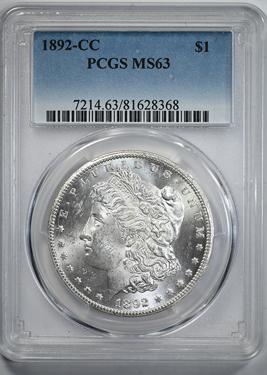 1892-CC Morgan Dollar $1 PCGS MS63 Obverse Slab