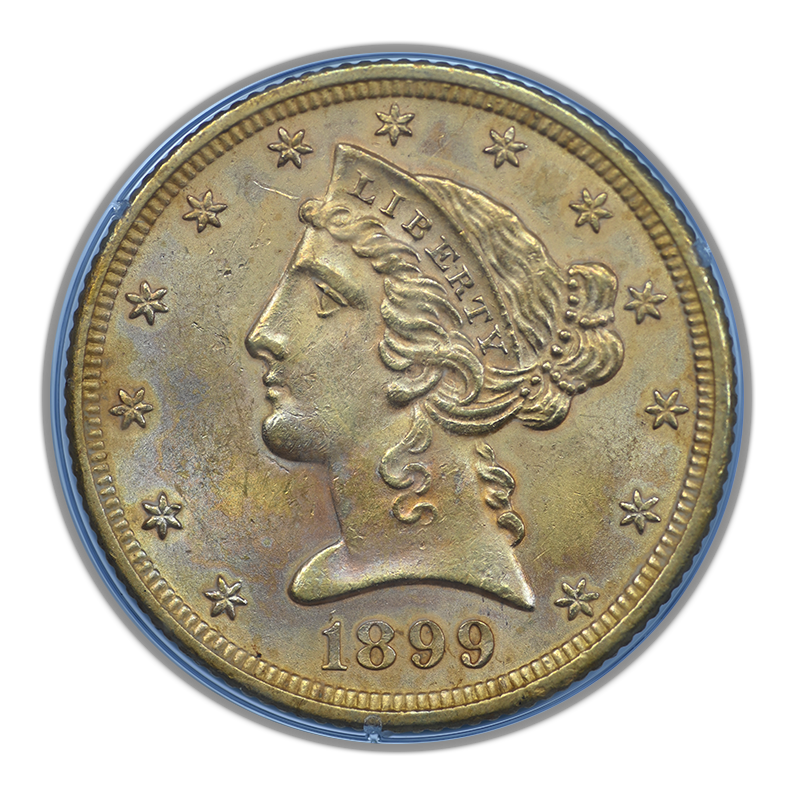 1899 Liberty Head Gold Half Eagle $5 PCGS Rattler MS61 - NICE COLOR!