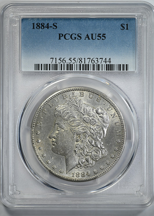 1884-S Morgan Dollar $1 PCGS AU55 Obverse Slab